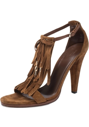 Gucci Pre-Owned 110mm fringe-detail sandals - Brown