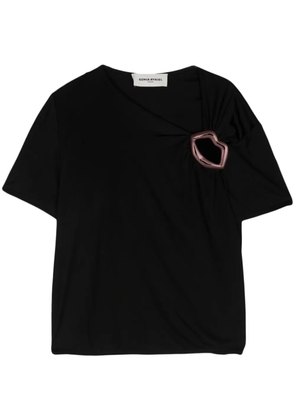 Sonia Rykiel lips-motif asymmetric T-shirt - Black