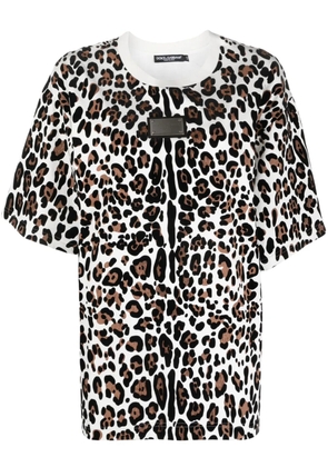 Dolce & Gabbana leopard-print cotton T-shirt - White