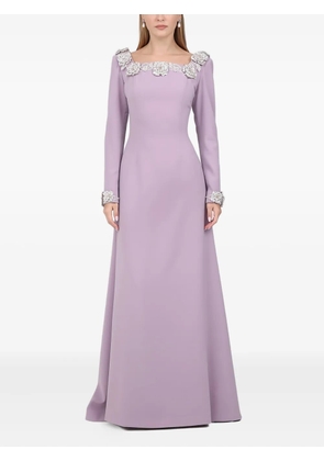 Dina Melwani embellished long-sleeve maxi dress - Pink