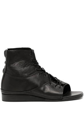 Y's open-toe leather boots - Black
