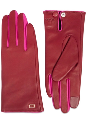 Lancel contrast-trim leather gloves - Red