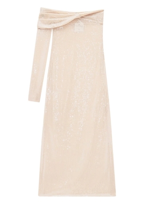 Courrèges one-shoulder sequinned maxi dress - Neutrals