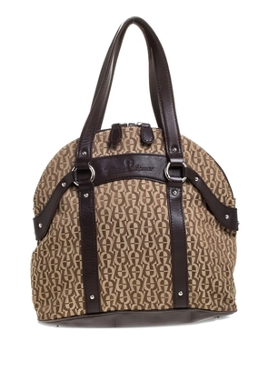 Aigner Vintage monogram leather-trim tote bag - Neutrals