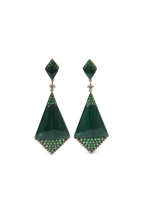 Wendy Yue 18kt yellow gold Shield Malachite earrings