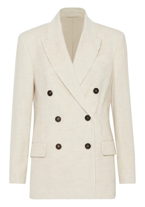 Brunello Cucinelli corduroy double-breasted blazer - White