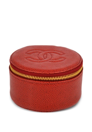 CHANEL Pre-Owned 1992 CC stitch jewelry case - Red