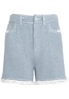 Barrie fine-knit fringe-detail shorts - Blue