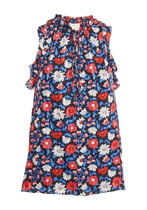 Kate Spade floral-print ruffles silk top - Blue