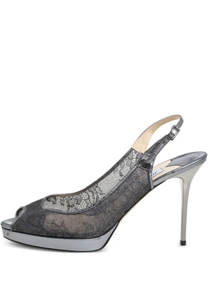 Jimmy Choo Pre-Owned 105mm lace slingback sandals - Silver