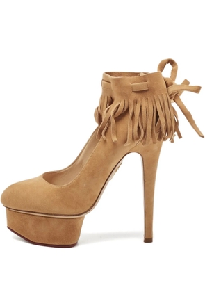 Charlotte Olympia 140mm suede heeled pumps - Neutrals