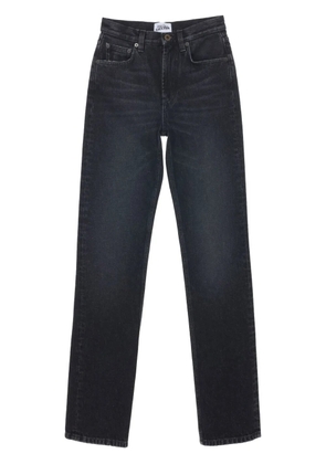 Jean Paul Gaultier logo-patch high-waist straight-leg jeans - Black