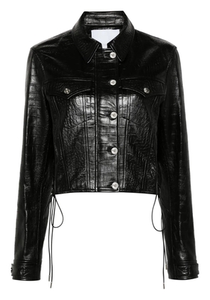 Rabanne crocodile-embossed leather jacket - Black