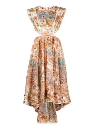 ZIMMERMANN Chintz floral-print sleeveless midi dress - Orange