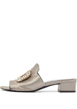 Roger Vivier Vintage 50mm embellished satin mules - Silver