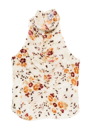 Botsi floral-print ruched-design blouse - Neutrals