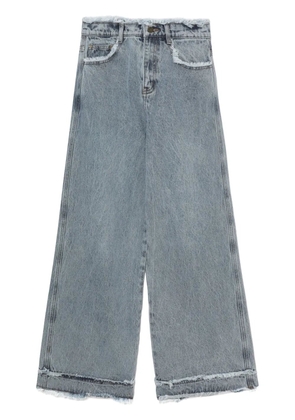 tout a coup frayed wide-leg jeans - Blue