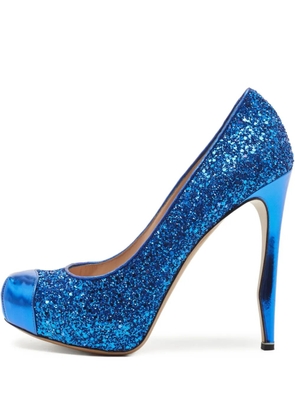 Nicholas Kirkwood pre-owned 120mm glitter-embellished platform pumps - Blue