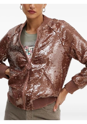 GUESS USA sequin-embellished zip-up bomber jacket - Pink
