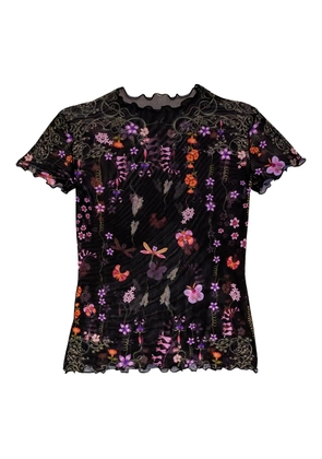 Agua Bendita floral-print mesh t-shirt - Black