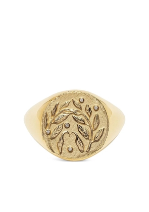 Azlee 18K yellow gold Olive Branch diamond ring