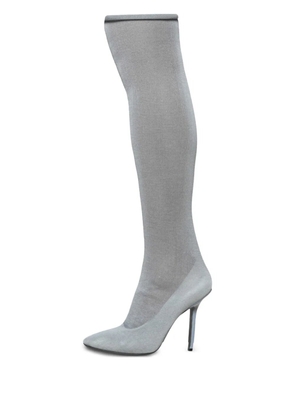 VETEMENTS pre-owned thigh-high heeled boots - Grey