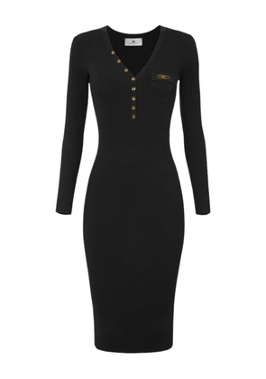 Elisabetta Franchi ribbed button-fastening midi dress - Black