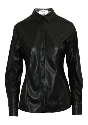 MSGM faux-leather buttoned shirt - Black