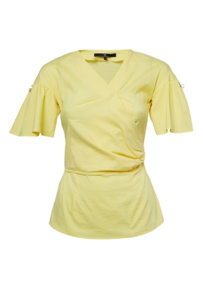 Elisabetta Franchi pre-owned wrap-front fluted-sleeve top - Yellow