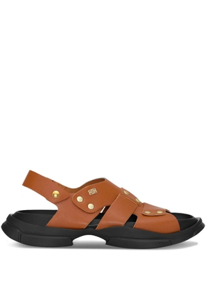 GANNI studded flat sandals - Brown