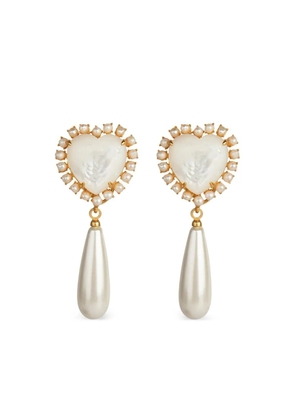 Bounkit Jewelry heart-motif pearl drop earrings - Gold