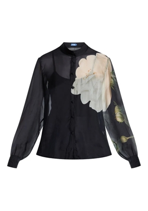 Leo Lin floral-print sheer blouse - Black