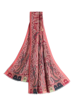 ETRO paisley print wool silk scarf - Pink