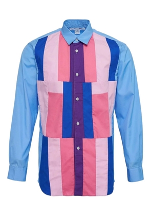 Comme Des Garçons Shirt long-sleeved patchwork shirt - Blue