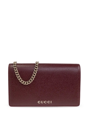 Gucci logo-plaque clutch bag - Red