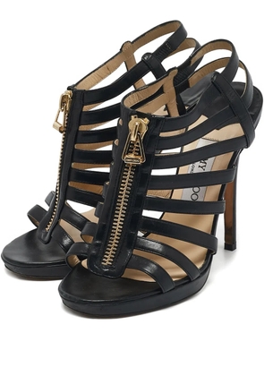 Jimmy Choo Pre-Owned Glenys front-zip heeled sandals - Black