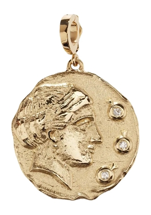 Azlee 18K yellow gold Goddess of Mothers diamons coin necklace