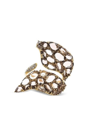 Stefere 18K yellow gold diamond and quartz ring