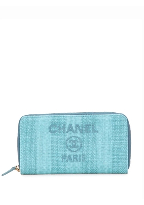 CHANEL Pre-Owned 2019 Tweed Deauville Continental Wallet long wallets - Blue