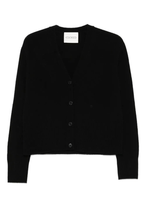 Closed ribbed wool cardigan - Black