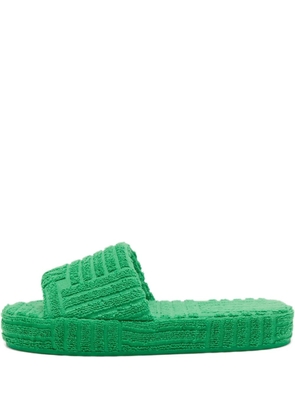 Bottega Veneta Pre-Owned platform textured slides - Green
