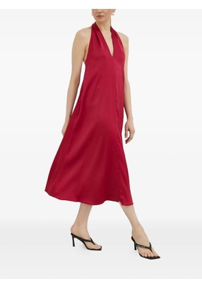 SAMSOE SAMSOE halterneck V-neck midi dress - Red