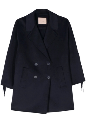 TWINSET fringed double-breasted coat - Blue