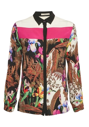 Etro Pre-Owned floral-print contrast-panel shirt - Black
