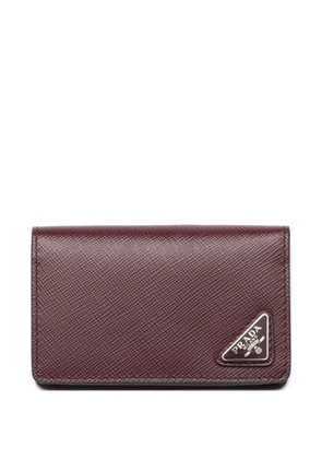 Prada triangle-logo leather wallet - Red