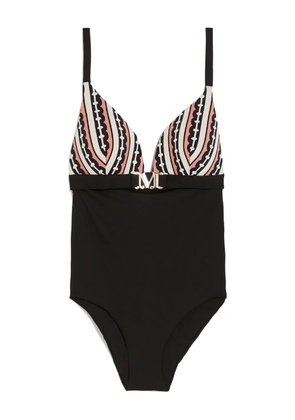 Max Mara Crystal monogram-print swimsuit - Black