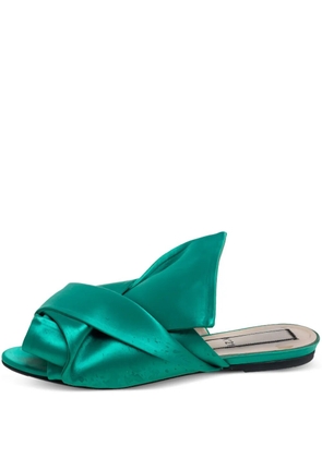 Nº21 pre-owned knot-detail satin sandals - Green
