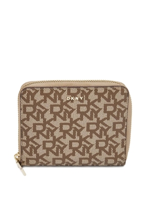 DKNY monogram-pattern coated-canvas wallet - Neutrals