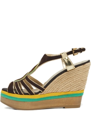 Loriblu suede cut-out wedge sandals - Brown