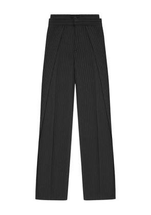 Manière De Voir Sofia satin-waistband pinstripe trousers - Black